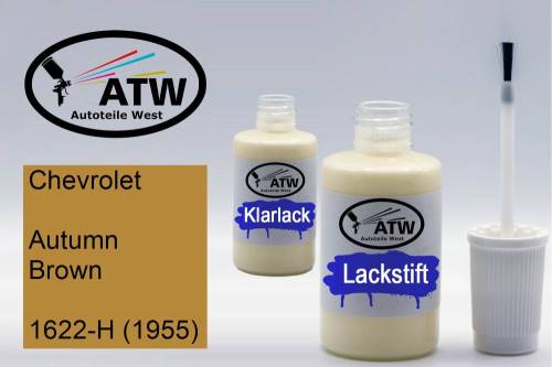 Chevrolet, Autumn Brown, 1622-H (1955): 20ml Lackstift + 20ml Klarlack - Set, von ATW Autoteile West.